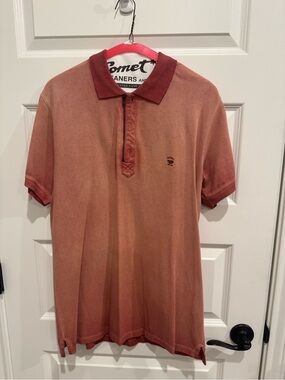 Diesel Men's Short-Sleeve Polo in Rust with Dark Red Collar